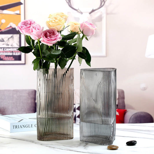 Waterfall Triangle Glass Vase Ash Large - Miss One