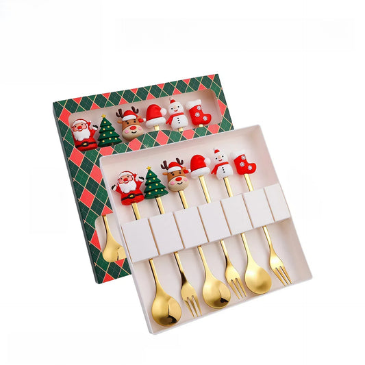 Festive Charm Christmas Dessert Cutlery Set of 6 - Miss One
