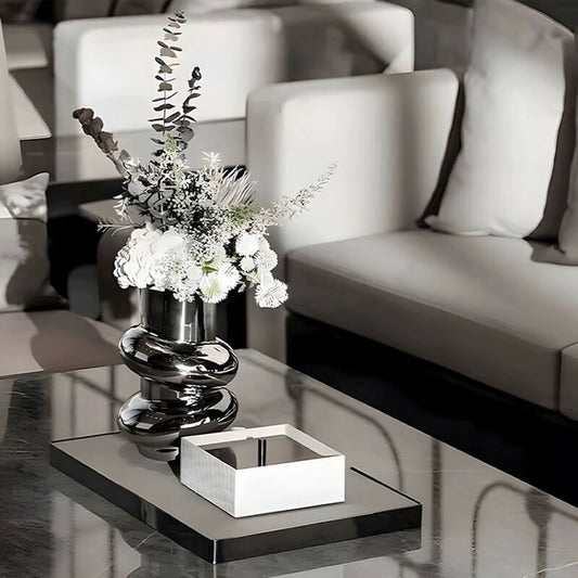 Donut Ceramic Vase Silver - Miss One