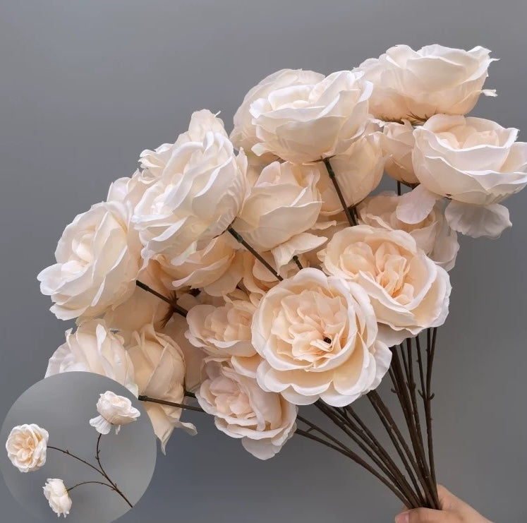 Artificial Elegant 3 Head Soft Petal Rose - Miss One