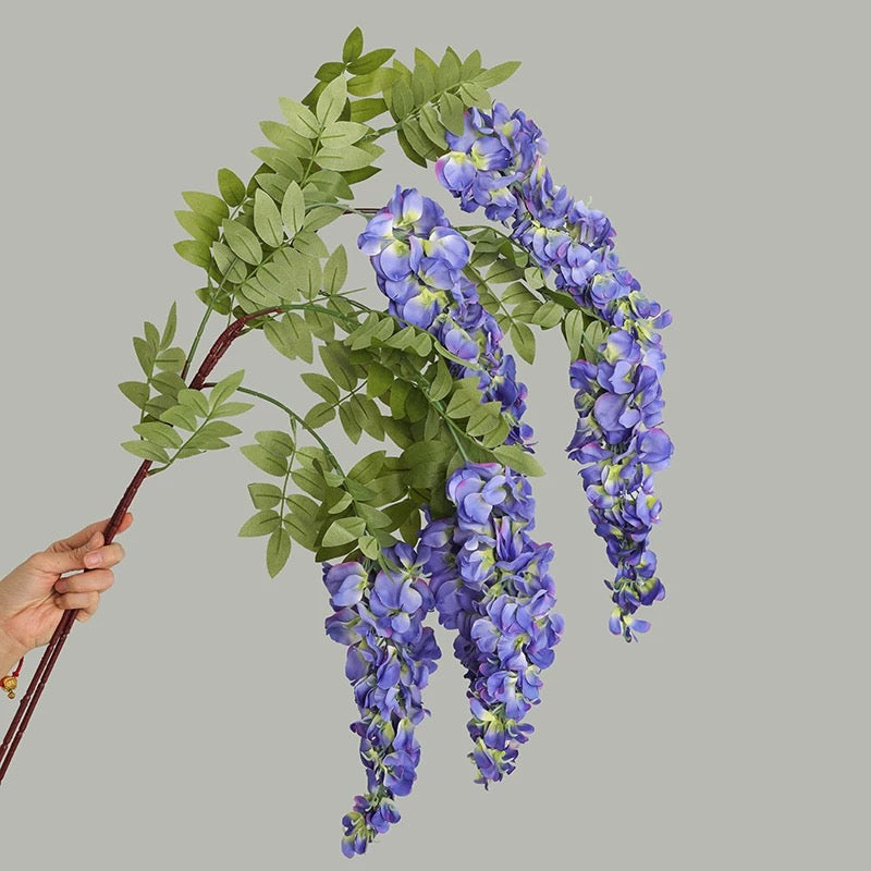 Artificial Elegant 3 Head Blooming Wisteria Stem - Miss One