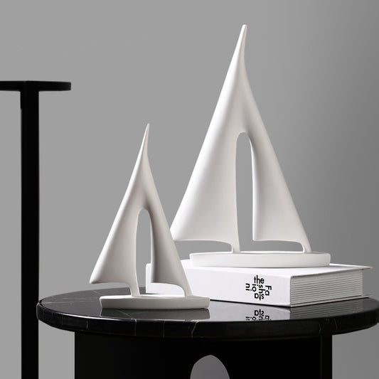 Minimalist Sailboat Statue White - Miss One