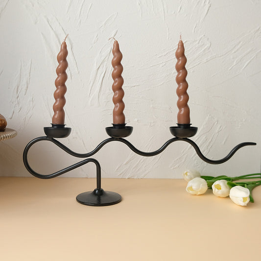 Modern Wave Iron Candle Holders - Miss One
