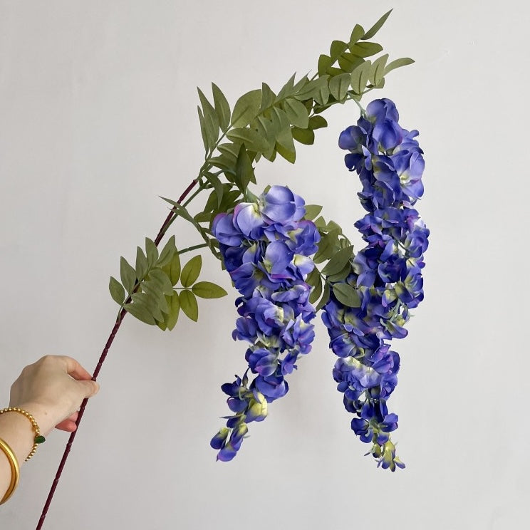 Artificial Elegant 3 Head Blooming Wisteria Stem - Miss One