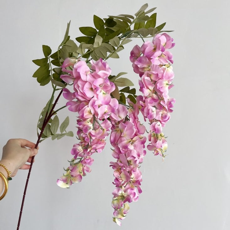 Artificial Elegant 3 Head Blooming Wisteria Stem - Miss One