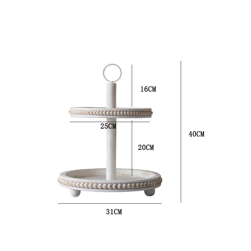 Rustic Country Wood Bead Tiered Tray - Miss One