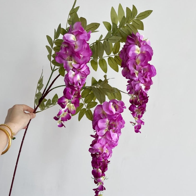 Artificial Elegant 3 Head Blooming Wisteria Stem - Miss One