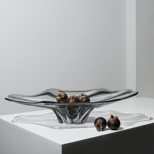 Ripple Pedestal Glass Fruit Bowl Large
