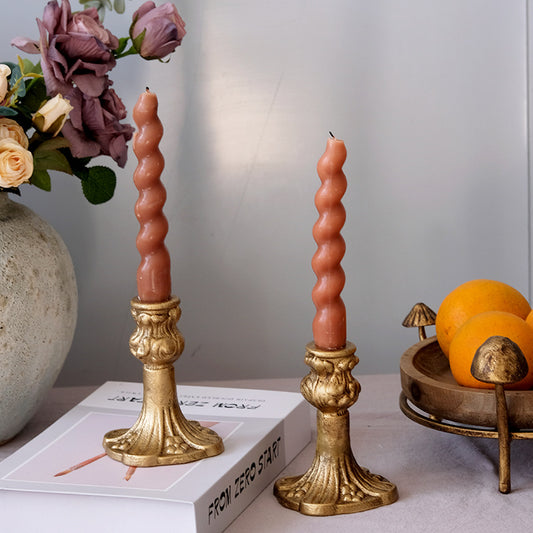 Vintage Elegance Antique Gold Fluted Candle Holder