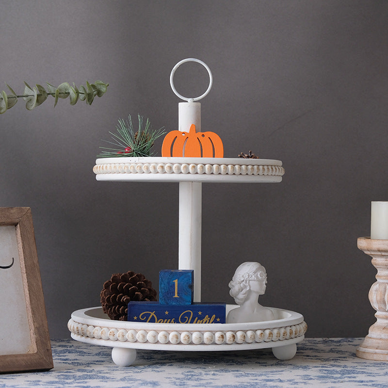 Rustic Country Wood Bead Tiered Tray - Miss One