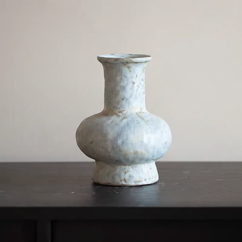 Wabi-Sabi Distressed Azure Bulbous Bud Vase - Miss One