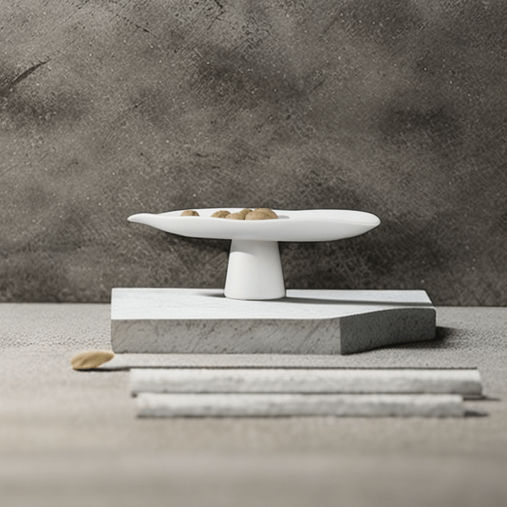 Luna Leaf Minimalist Pedestal Fruit Bowl Large White - Miss One