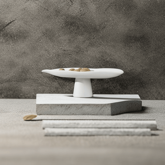 Luna Leaf Minimalist Pedestal Fruit Bowl Large White - Miss One