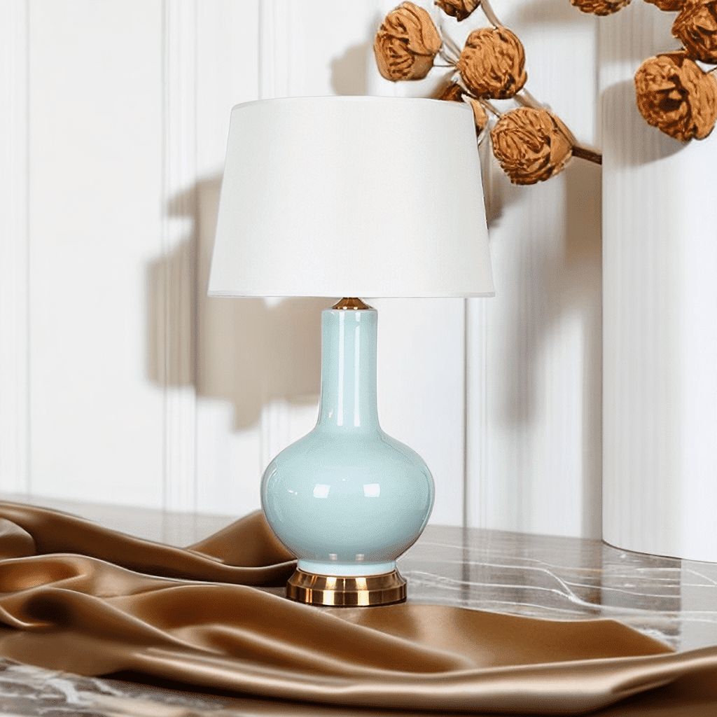 Classic Hometown Ceramic Table Lamp Pale Blue Large