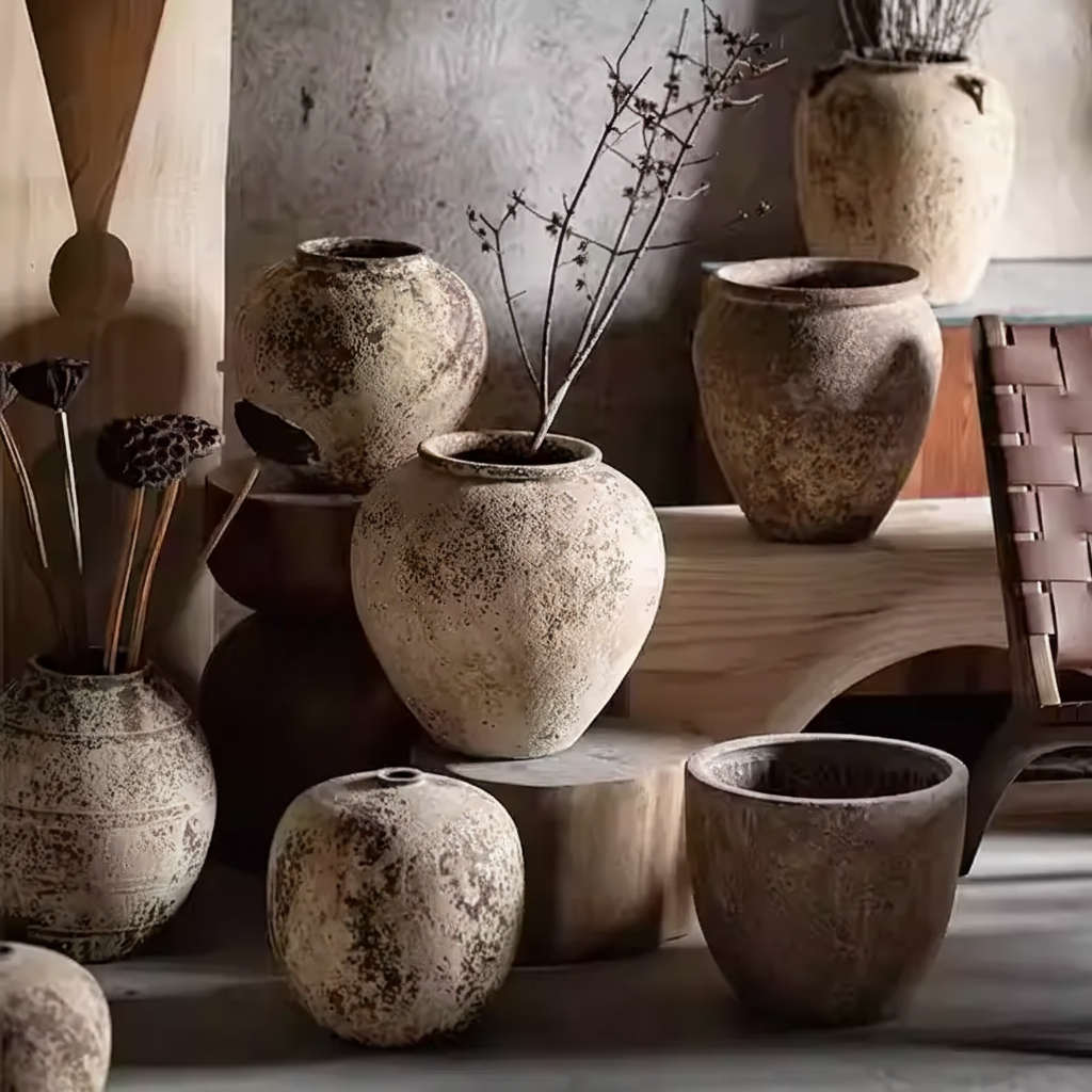 Wabi-Sabi Weathered Clay Amphora Vase - Miss One
