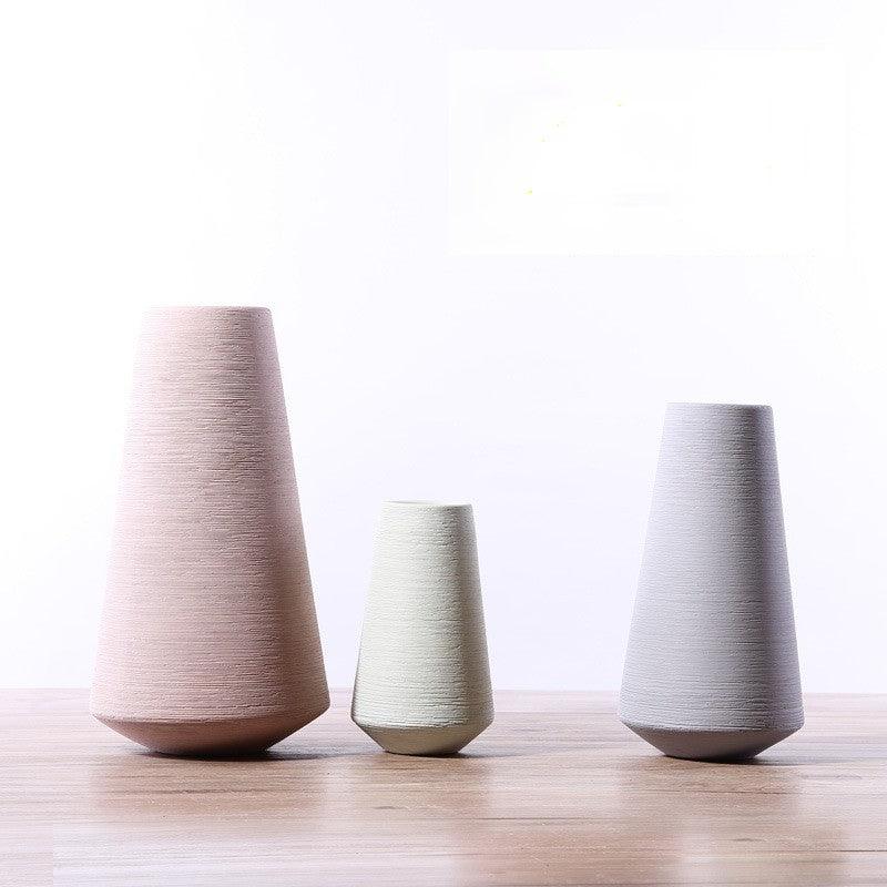 Luna Ribbed Ceramic Vase Grey Medium - Miss One