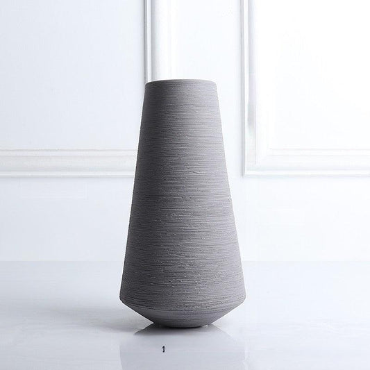 Luna Ribbed Ceramic Vase Grey Medium - Miss One