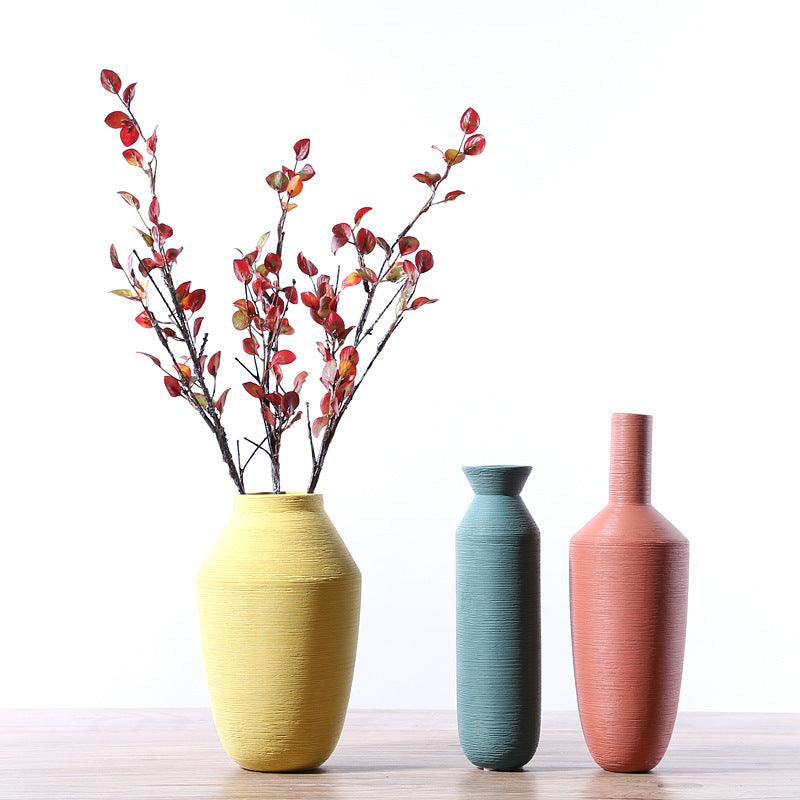 Luna Ribbed Ceramic Vase Denim Slim - Miss One