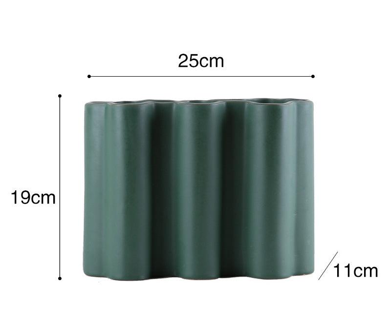 Muse Wave Ceramic Vase - Green - Miss One