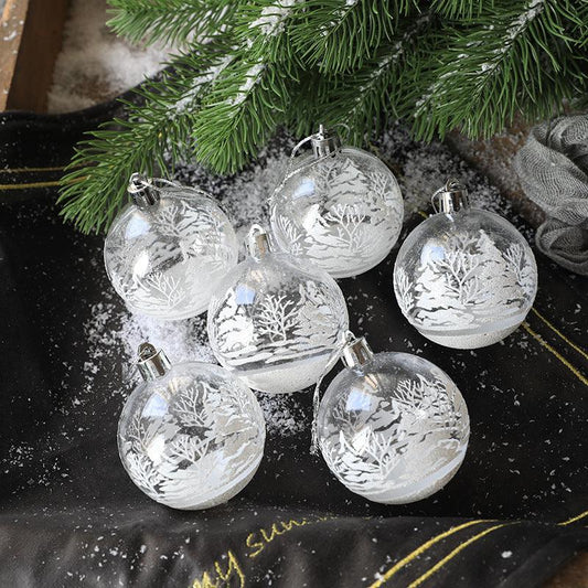 Christmas Baubles 8cm Clear 6 piece set - Miss One