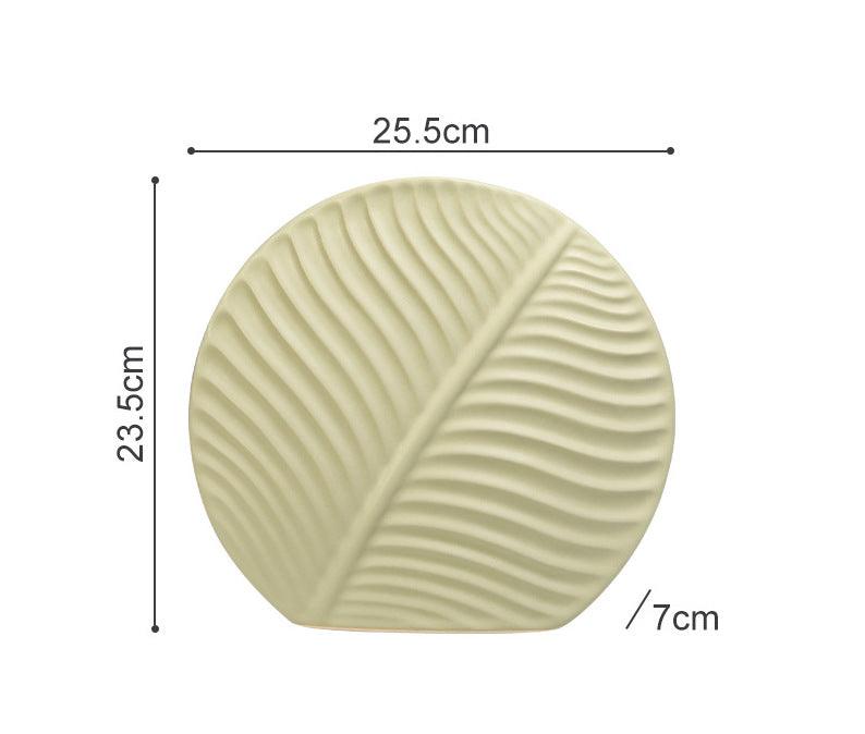 Palmleaf Round Ceramic Vase Olive Medium - Miss One