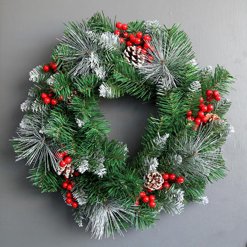 55CM Christmas Snow Flock Pine Needle Wreath - Miss One