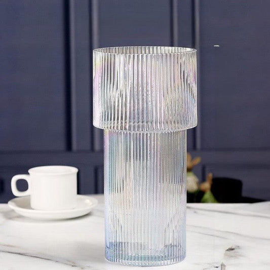 Artemis Ribbed Glass Vase Plain Clear Medium - Miss One