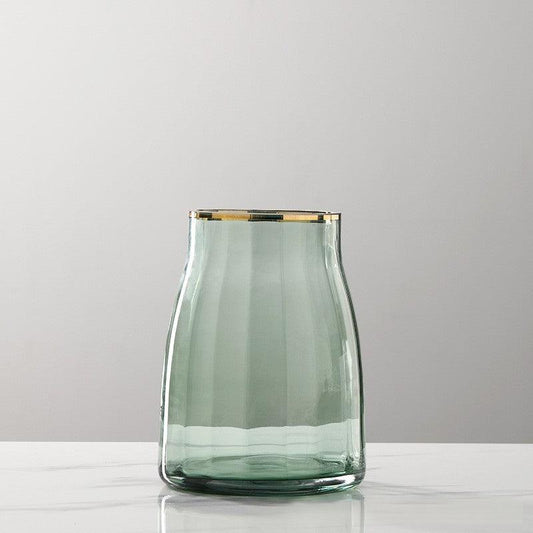 Bobbie Rimmed Glass Vase Emerald Medium - Miss One