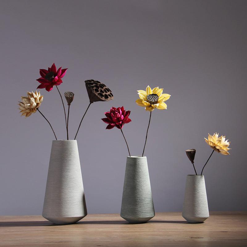 Luna Ribbed Ceramic Vase Cylinder Cloud Tall - Miss One