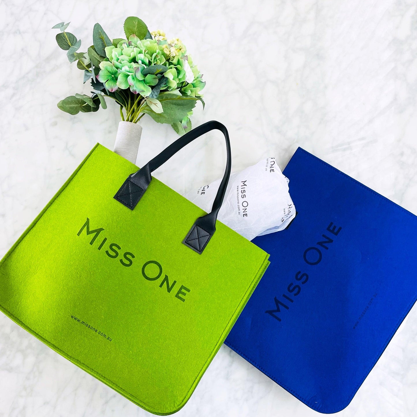 Miss One Premium Felt Logo Tote Bag Klein Blue - Miss One