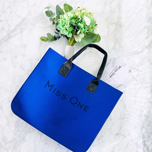 Miss One Premium Felt Logo Tote Bag Klein Blue - Miss One