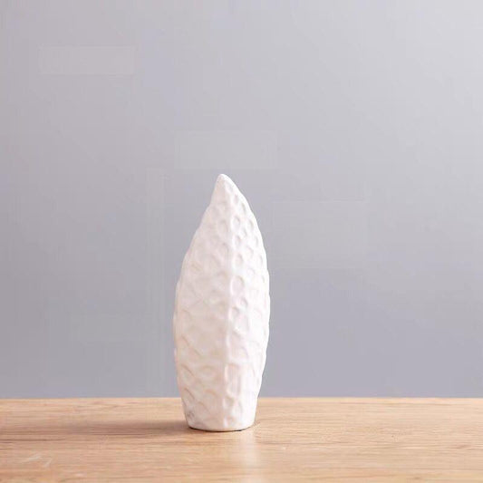 Palmleaf Vein Ceramic Vase White Short - Miss One