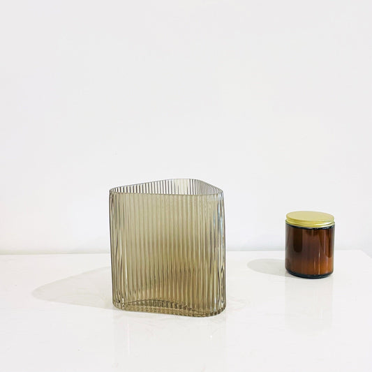 Waterfall Triangle Glass Vase Latte Small - Miss One