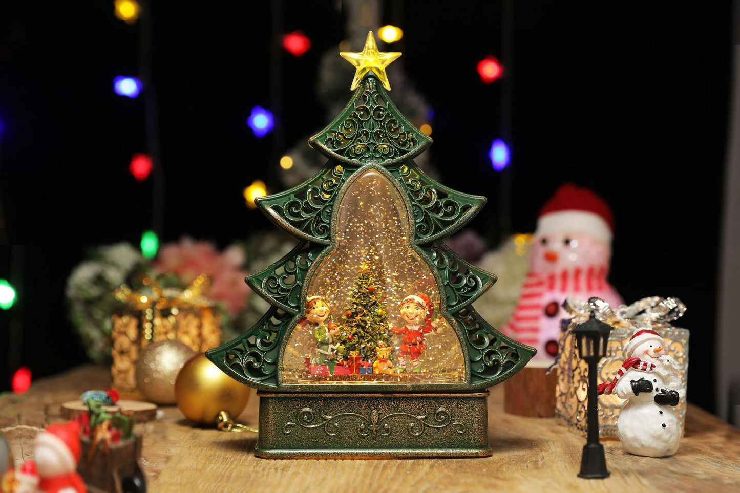 Christmas Tree Snowing Globe Musical Lighting Lantern 29cm - Miss One