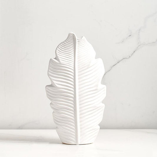 Palmleaf Ceramic Vase White Medium - Miss One