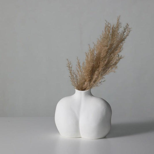 Luna Shape Rustic Ceramic Vase White - Miss One