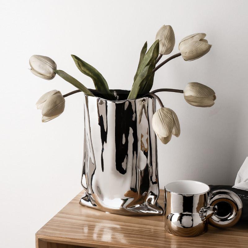 Shoppingbag Ceramic Vase Silver - Miss One