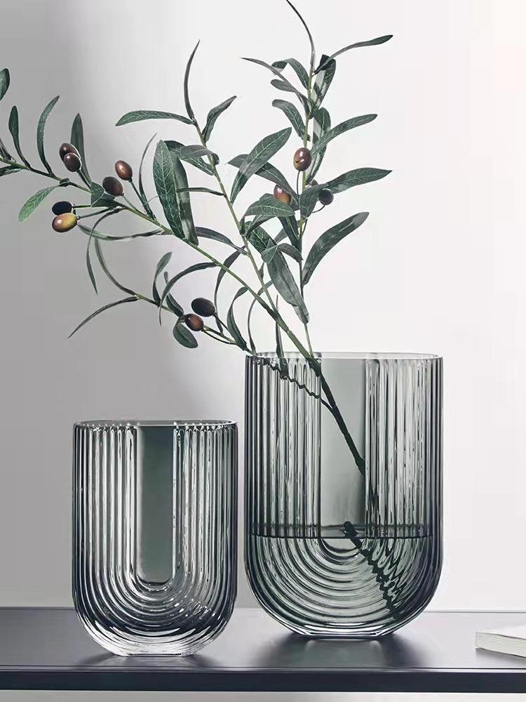 Waterfall Ushape Glass Vase Ash Large - Miss One