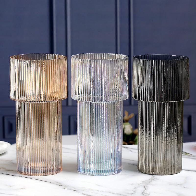 Artemis Ribbed Glass Vase Clear Large - Miss One