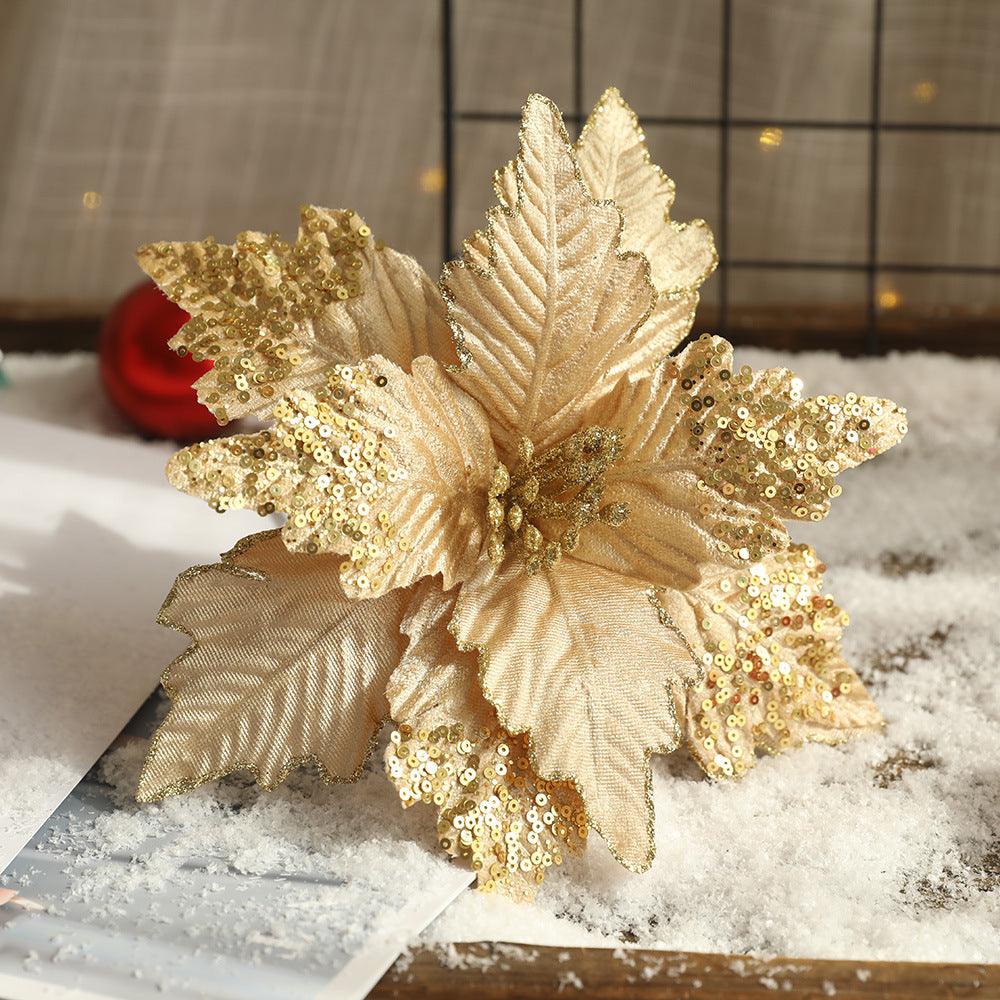 Christmas Poinsettia Glitter Artificial Flower Decoration - Miss One