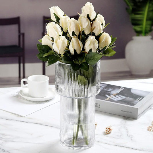 Artemis Ribbed Glass Vase Clear Large - Miss One