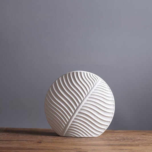 Palmleaf Round Ceramic Vase White Small - Miss One