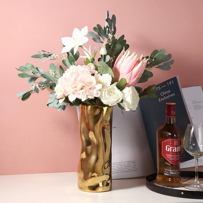 Ripple Ceramic Vase Slim Gold - Miss One