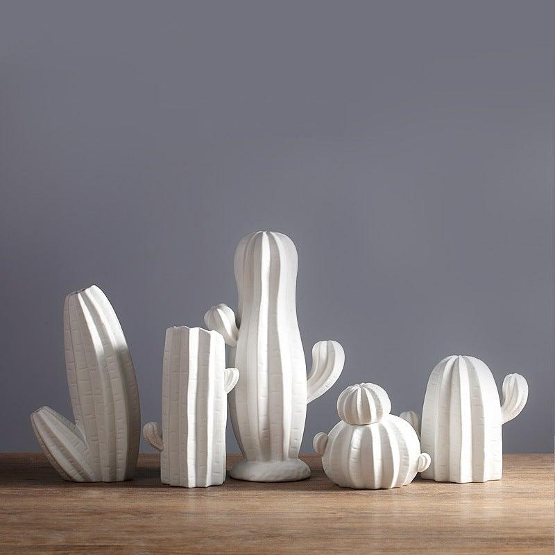 Hometown Cactus Ceramic Vase White Small - Miss One