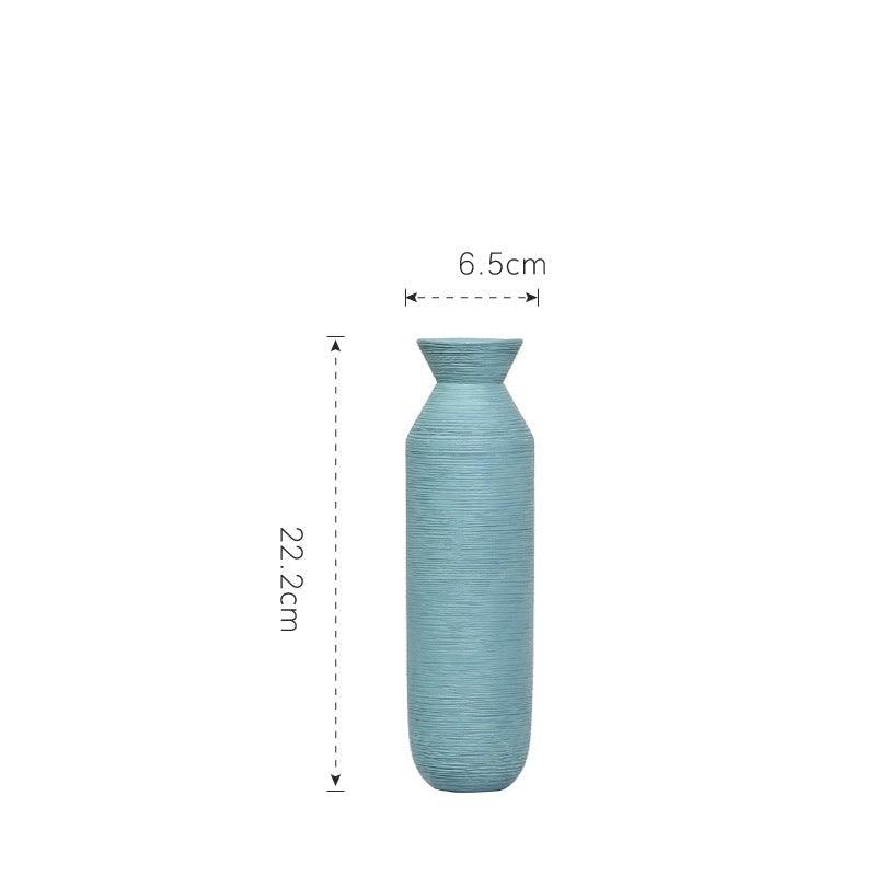 Luna Ribbed Ceramic Vase Denim Slim - Miss One