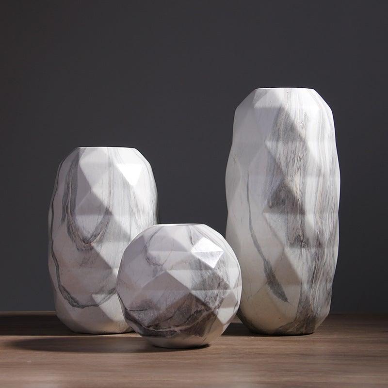 Marble Printed Ceramic Vase Round Large - Miss One