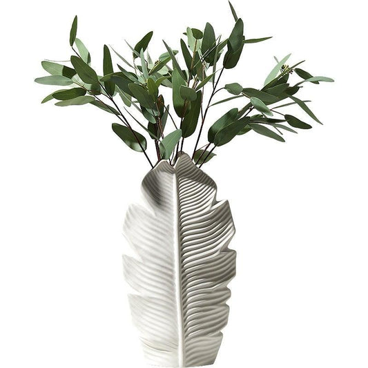 Palmleaf Ceramic Vase White Large - Miss One