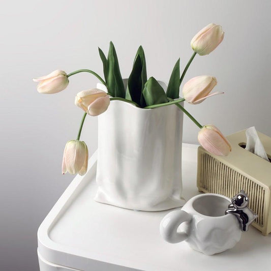 Shoppingbag Ceramic Vase Snow white - Miss One