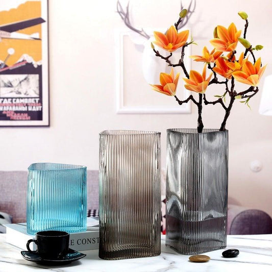 Waterfall Triangle Glass Vase Ash Small - Miss One