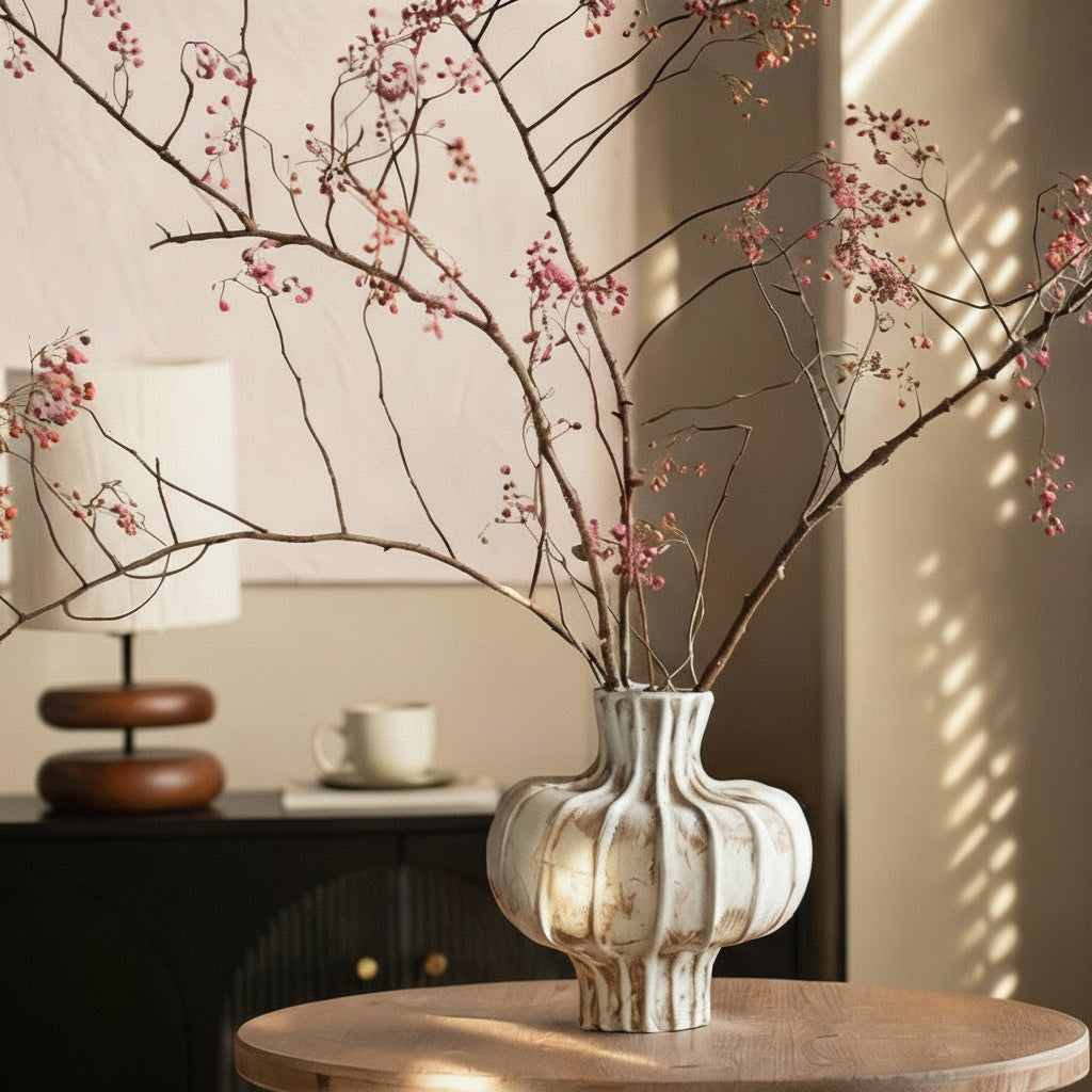 Wabi Sabi Zen style coarse pottery vase vintage handmade flower arrangement high light luxury pottery homestay hotel nostalgic Moji vase image 5